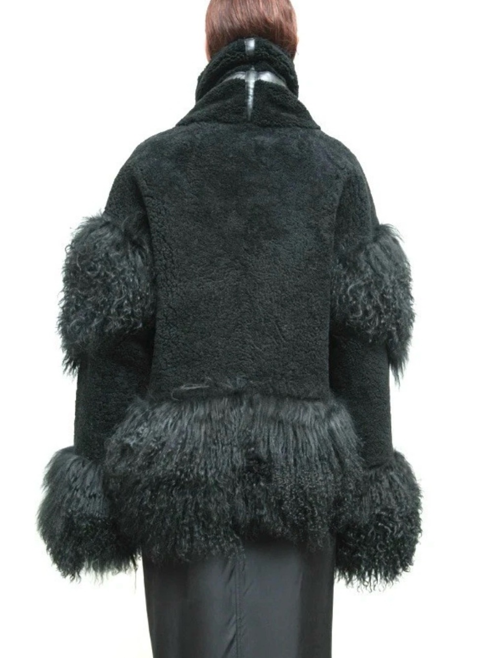 Free People Nicholas K Taos Upcycled Shearling Coat Fur Collar Trim Black - Picture 3 of 7
